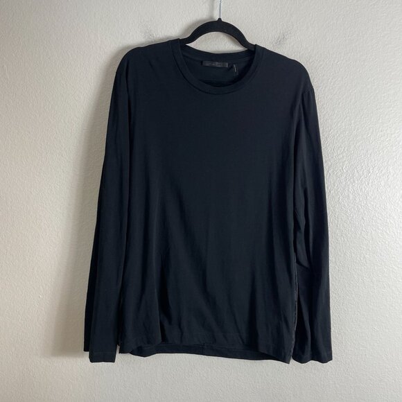 Helmut Lang Mens Medium Black Overlay Logo Long Sleeve T Shirt Slim Fit Pullover - Picture 9 of 12